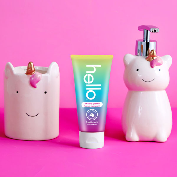 hello® unicorn sparkle kids fluoride toothpaste